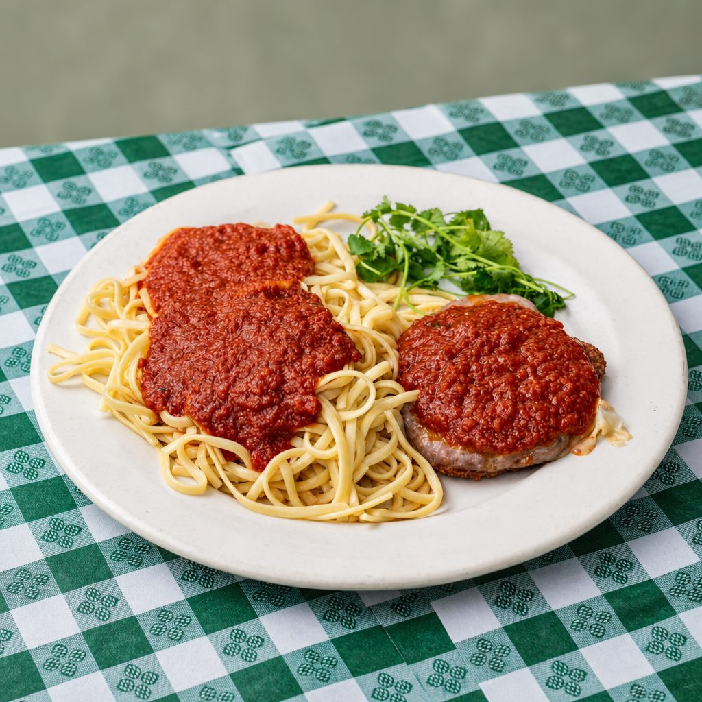 One Veal Parmigiana.
