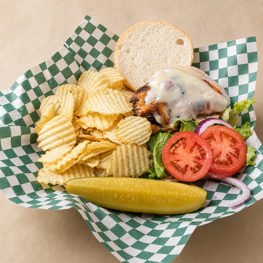 One Breast Blackened Chicken Sandwich with Cheese.