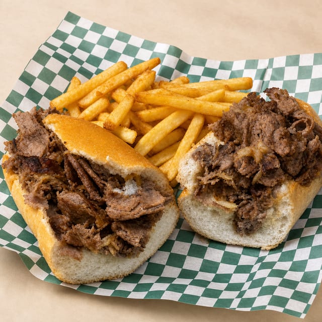 9" Hand Chopped Steak Sandwich.