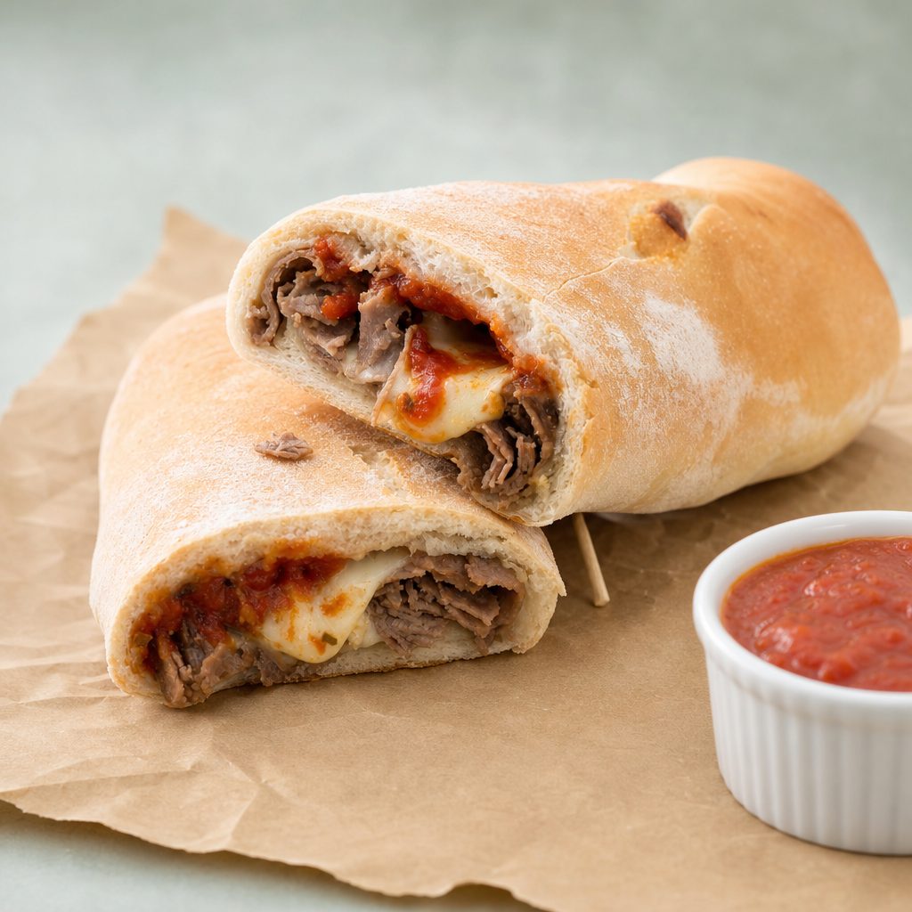 Jumbo Pizza Steak Stromboli - Bake at Home.