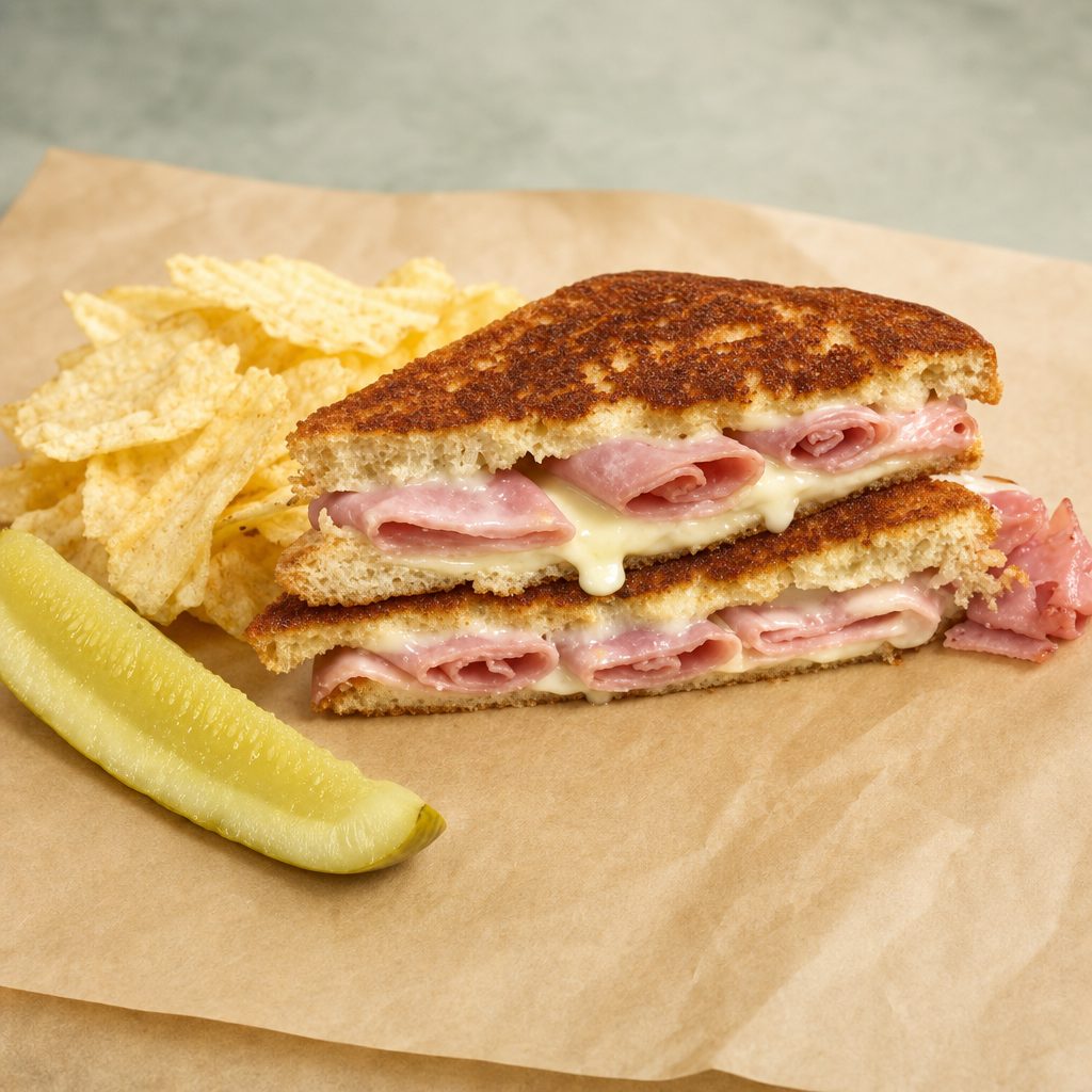 Grilled Ham & Swiss Sandwich.