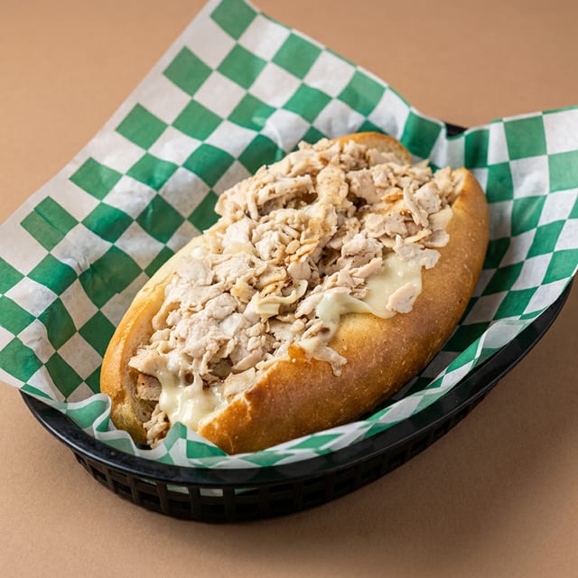 9" Chicken Cheese Steak Sandwich.