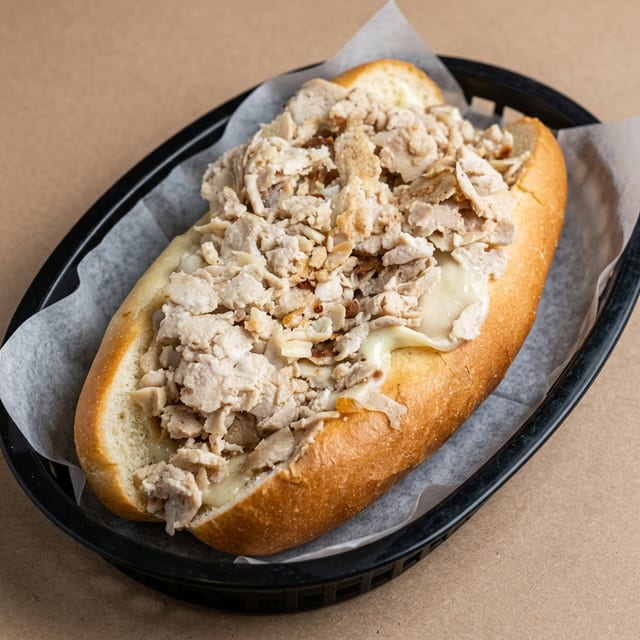 12" Chicken Cheese Steak Sandwich.