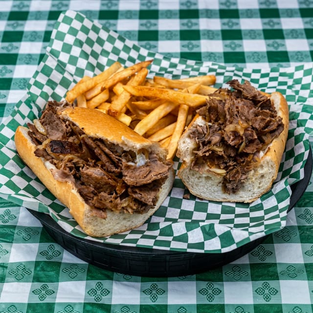 9" Hand Chopped Steak Sandwich.